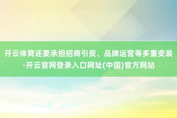 开云体育还要承担招商引资、品牌运营等多重变装-开云官网登录入口网址(中国)官方网站