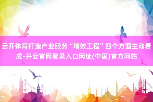 云开体育打造产业服务“增效工程”四个方面主动看成-开云官网登录入口网址(中国)官方网站